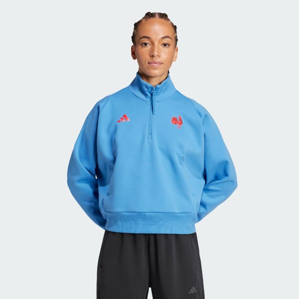 Felpa da rugby ADIDAS Z.N.E. Travel Quarter-Zip France - Blu