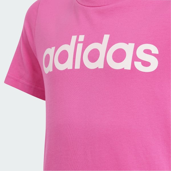 Rosa Playera Essentials Logo Linear Algodón Ajuste Ceñido