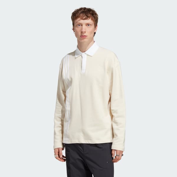 Beige adidas RIFTA Metro Long-Sleeve Rugbyshirt