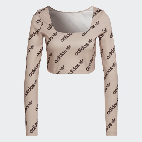 Roze Crop Top met Lange Mouwen WH948