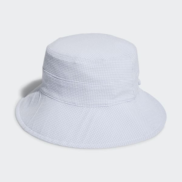 White Reversible Ponytail Sun Bucket Hat