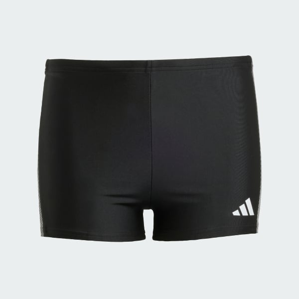 Black Colorblock 3-Stripes Swim Boxers Kids