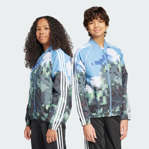 modrá Tepláková bunda adidas Originals x Minecraft