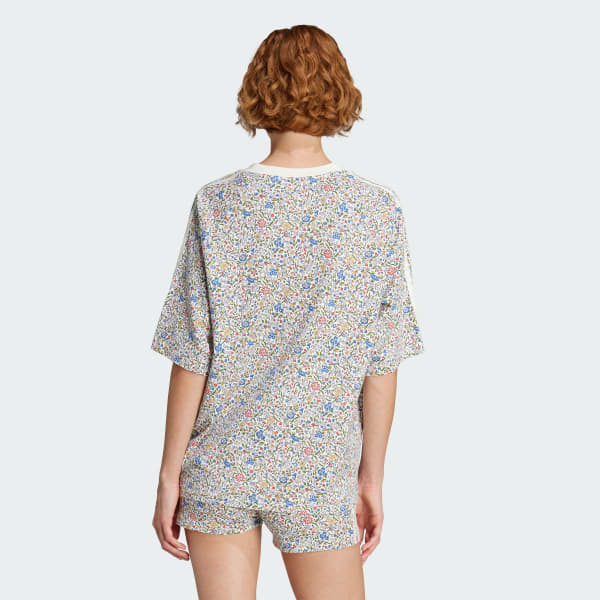 สีขาว เสื้อยืดทรงบอยเฟรนด์ adidas Originals x Liberty London AOP