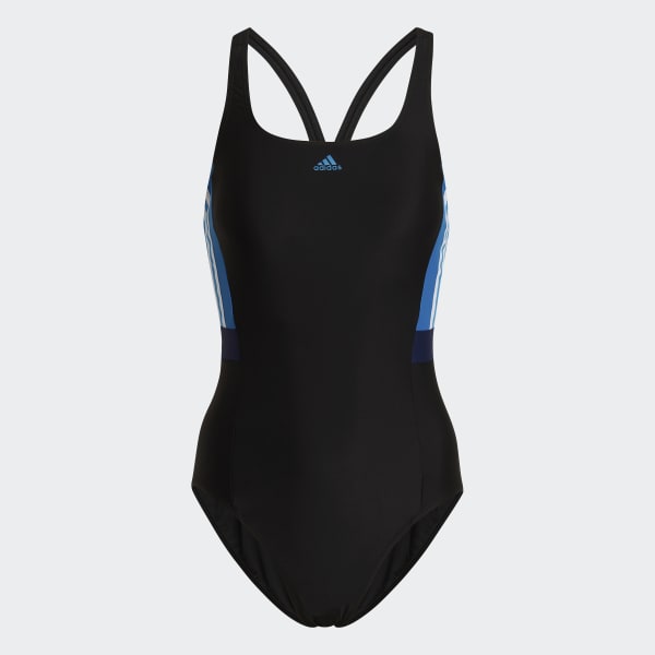 Czerń 3-Stripes Colorblock Swimsuit SU601