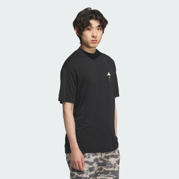 Đen Áo Thun Ngắn Tay Cổ Đứng Họa Tiết Graphic Sau Lưng HEAT.RDY