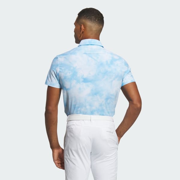 White Playgreen Allover Print Short Sleeve Polo Shirt