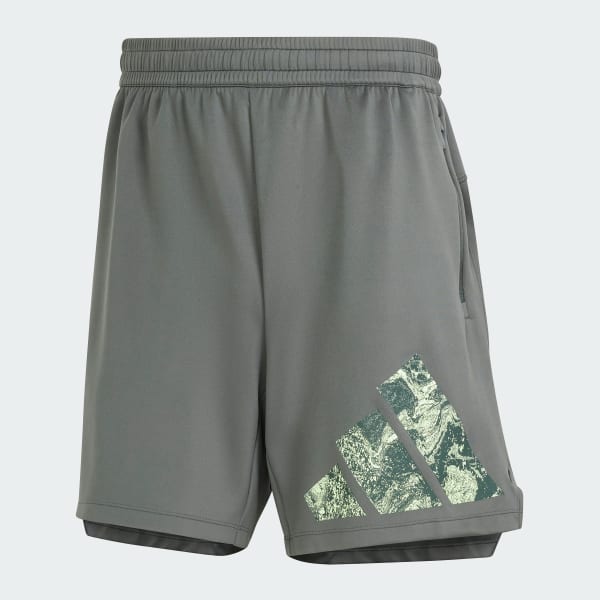 Gris Shorts de Entrenamiento Tejidos con Logo