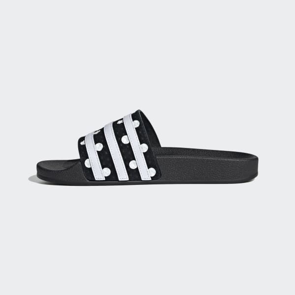 adidas originals adilette sliders in black with polka dots