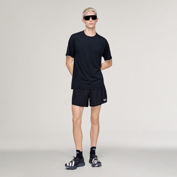 Svart Y-3 RUNNING SHORT SLEEVE T-SKJORTE