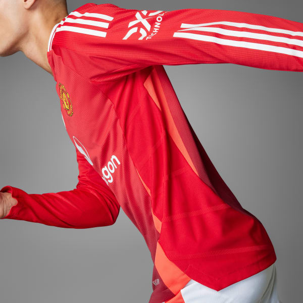 สีแดง เสื้อแข่งชุดเหย้าแขนยาว Manchester United 24/25