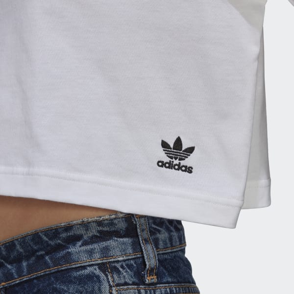 biela Tričko Long Sleeve Crop