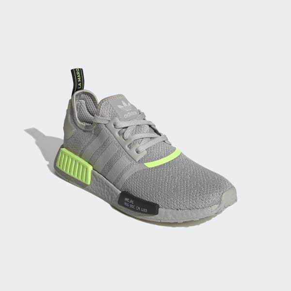 Men's NMD R1 Neon Green and Grey Shoes 