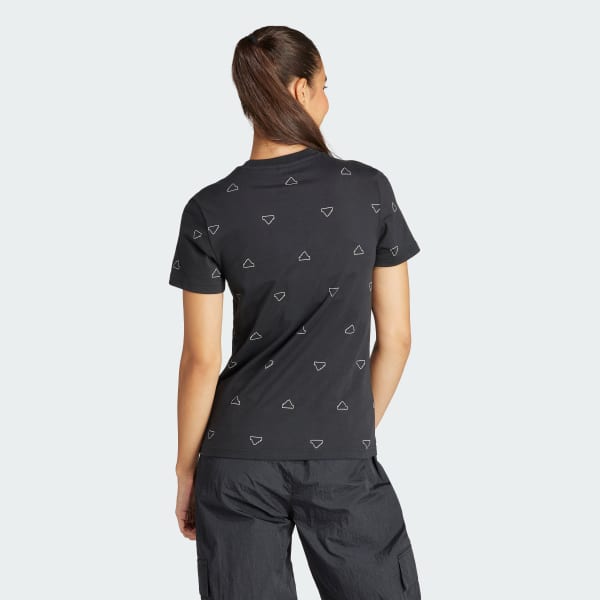Negro Camiseta Essentials Monogram Ajustada Estampada