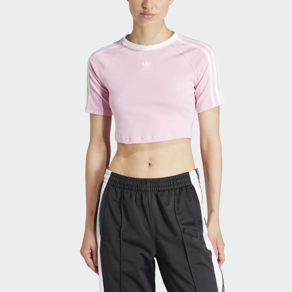 ■adidas■ 3S Baby Tee Pink JC6365 adidas Originals 3-Stripes Baby Tee Light Orchid | Chicago