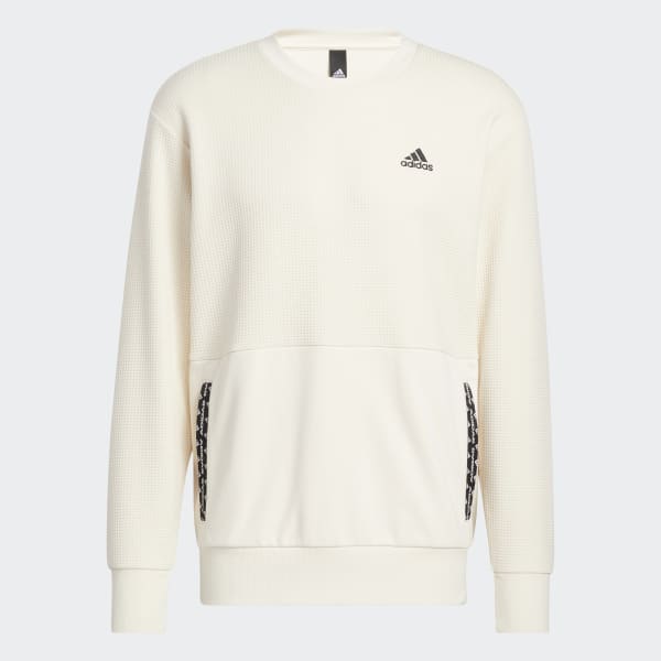 adidas men's postgame lite waffle crewneck sweatshirt