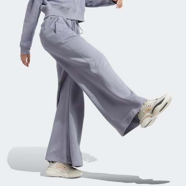 adidas Studio Lounge Wide Leg Fleece Pants  Grey  adidas India