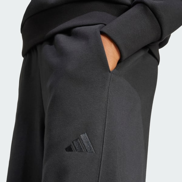 adidas ALL SZN Fleece Loose Wide-Leg Pants - Black | Free