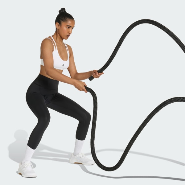 Branco Top Esportivo de suporte leve com alças finas Optime Workout