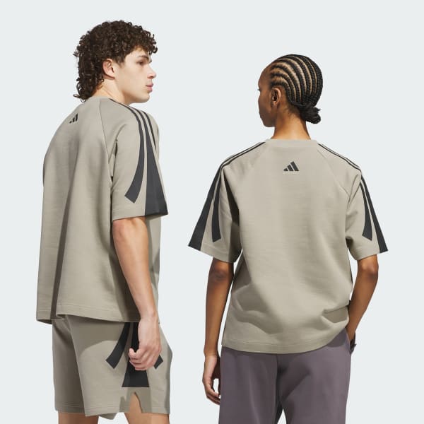 Beige Buzo adidas de básquet de manga corta (Unisex)