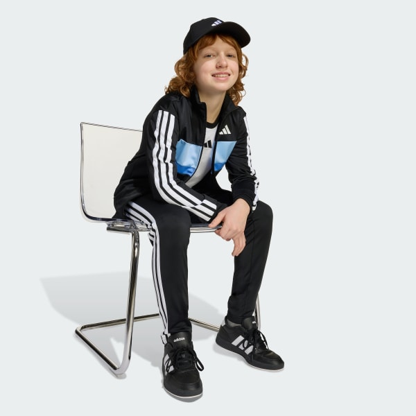 Black Seasonal Essentials Tiberio 3-Stripes Tricot Track Suit Kids