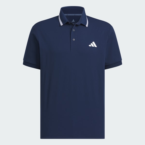 Blue 3-Stripes Short Sleeve Ribbed Polo Shirt