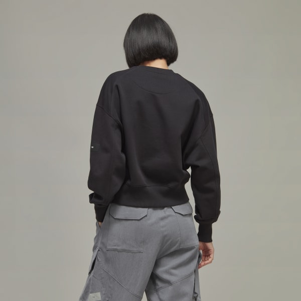 Svart Y-3 Organic Cotton Terry Boxy Crew Sweater