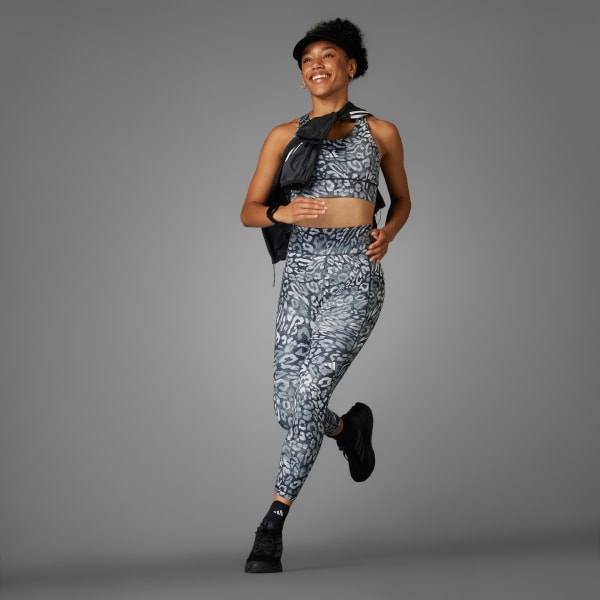 Grey Own the Run Print 7/8 Leggings