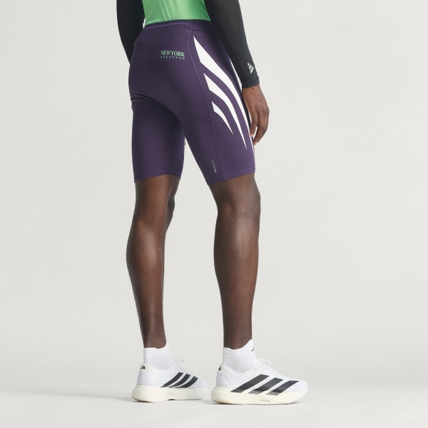 สีม่วง กางเกงวิ่งรัดรูปขาสั้น Adizero NYC