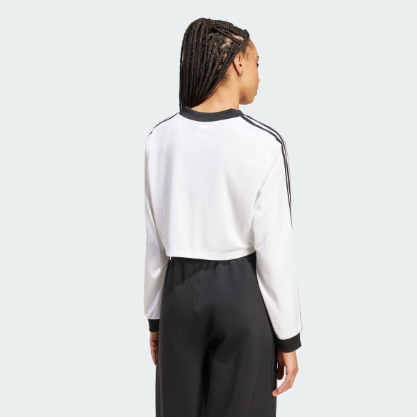 blanc Crop top manches longues jacquard Football Adicolor