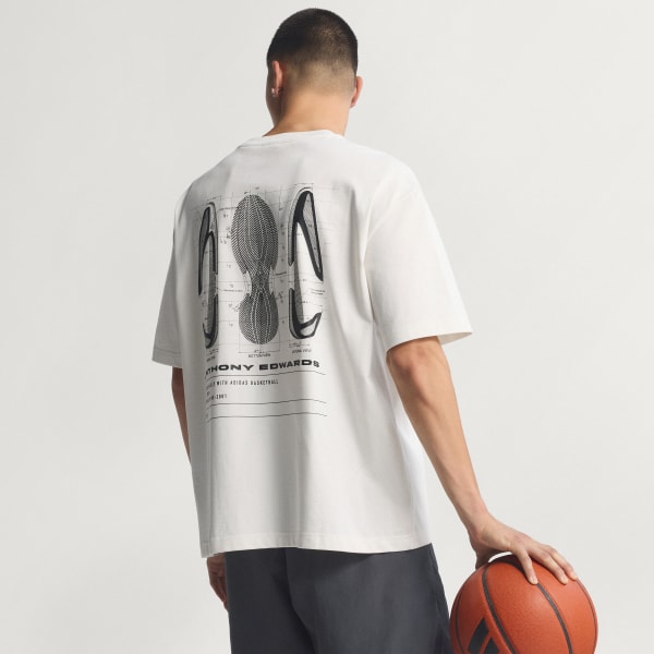 Putih T-SHIRT GRAFIS SKEMATIS ANTHONY EDWARDS