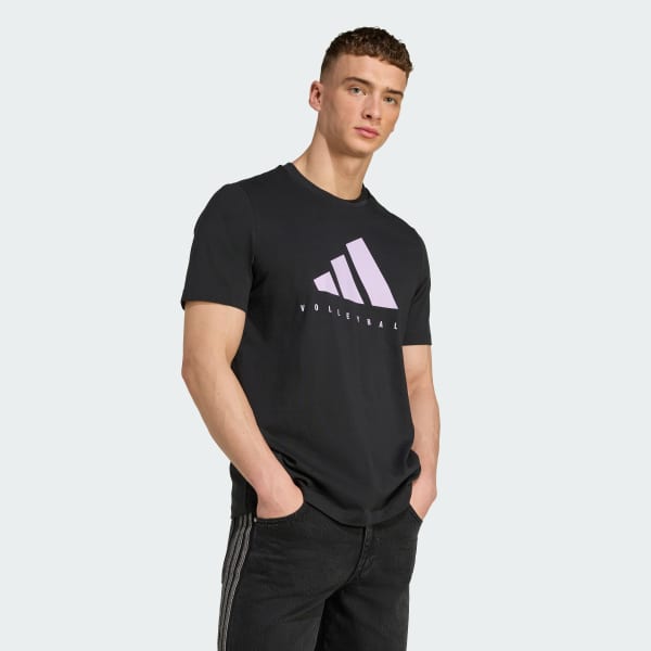 adidas Volleyball Category Logo Graphic Tee - Black | Free