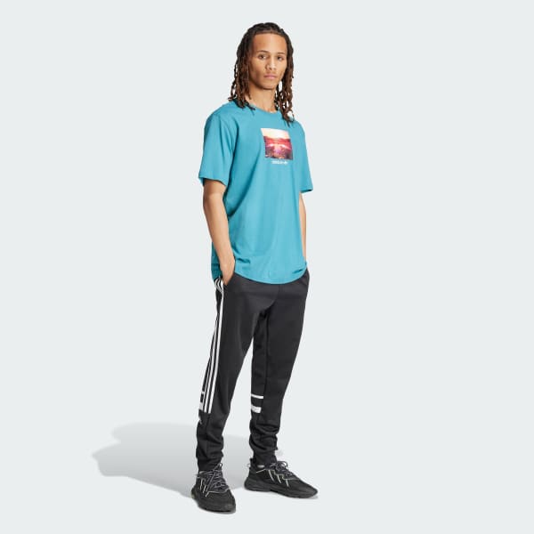 Turquoise T-shirt graphique coucher de soleil