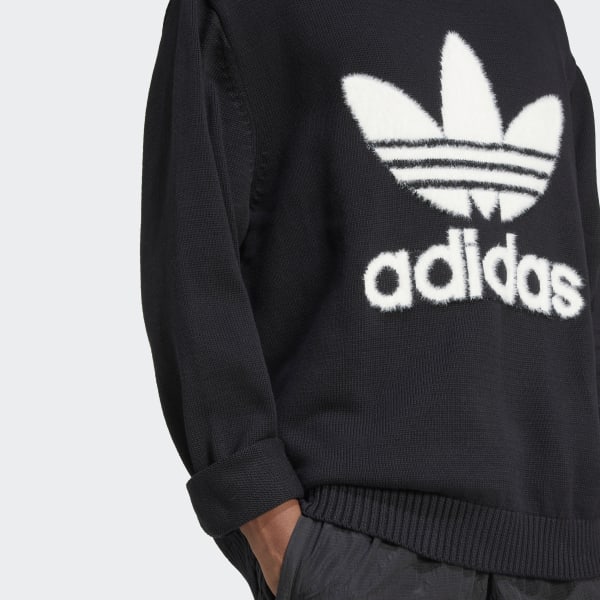 adidas Premium Knitted Trefoil Crew Sweatshirt - Black
