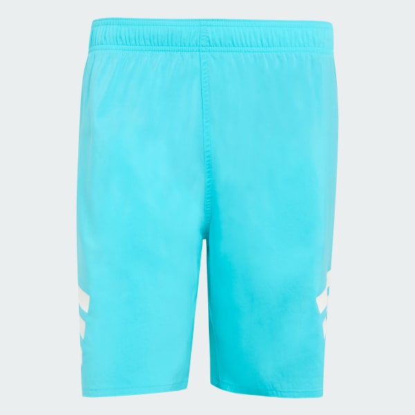 Turquoise 3-Stripes Swim Shorts 8-Inch