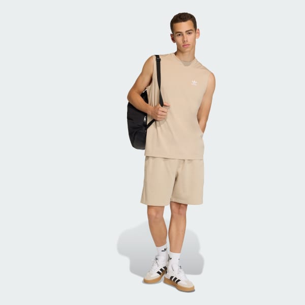 Beige TREFOIL ESSENTIALS 7 inch FLEECE SHORTS