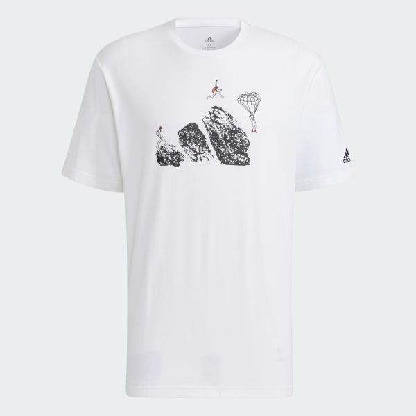White Outdoor Jumping Logo Graphic Tee KNE57