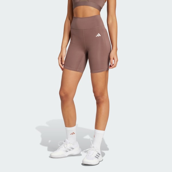 Brown Optimé Essentials Stash Pocket 7-Inch Short Leggings