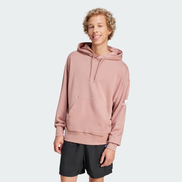 ruzová Mikina Essentials Loose-Fit 3 Bar Logo French Terry