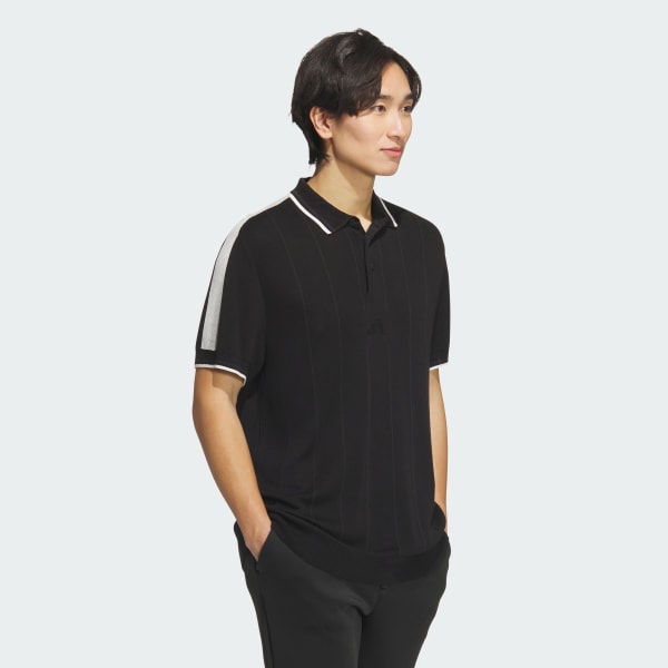 ブラック 【ゴルフ】ニット半袖ポロシャツ