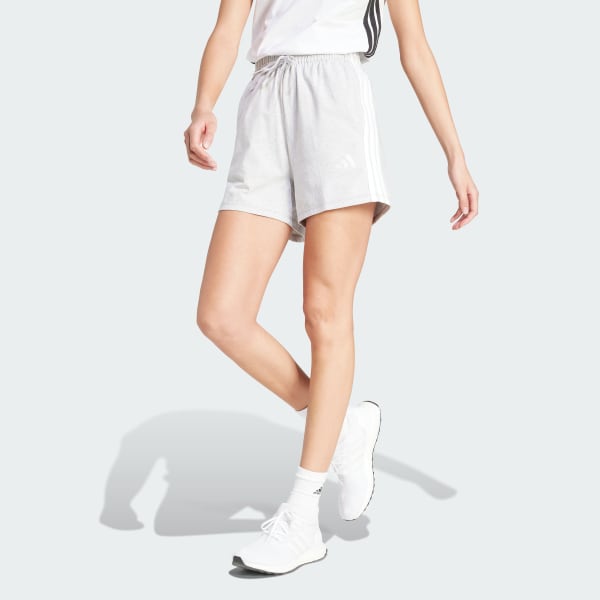 Grau Essentials 3-Streifen Cotton Shorts