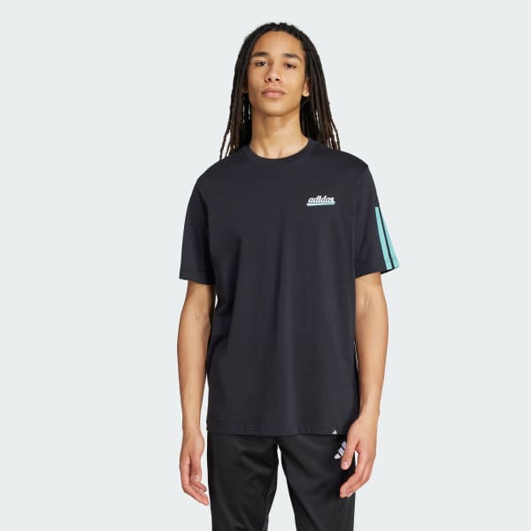 Preto Camiseta Estampada Color Script