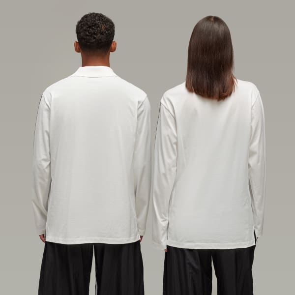 White Y-3 Graphic Logo Long Sleeve Tee