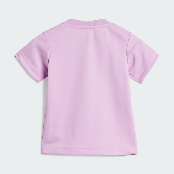 สีม่วง ชุดเสื้อยืดและกางเกงขาสั้นสำหรับเด็ก