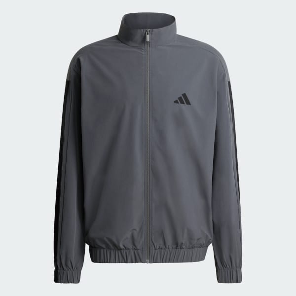 Grey 3-스트라이프 우븐 레귤러 핏 트랙 탑