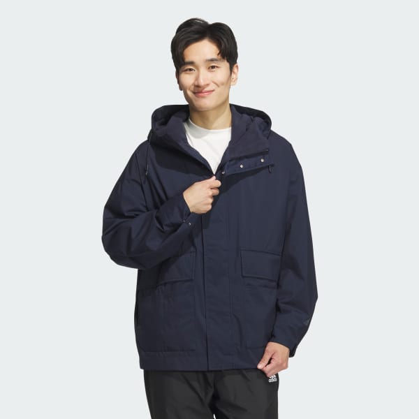 90s adidas フリースフードジャケット 青 90s Blue Adidas Trefoil Puffy Zip Jacket - 5 Star Vintage