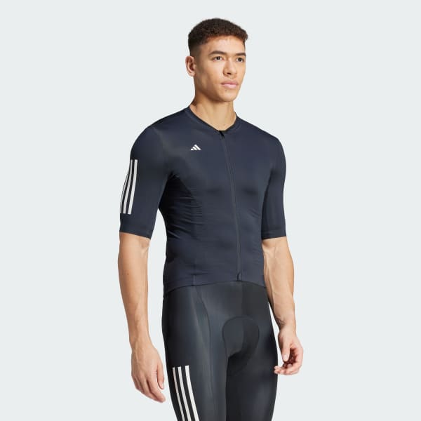 adidas Tempo 3 Stripes Cycling Jersey Black Free Delivery adidas UK