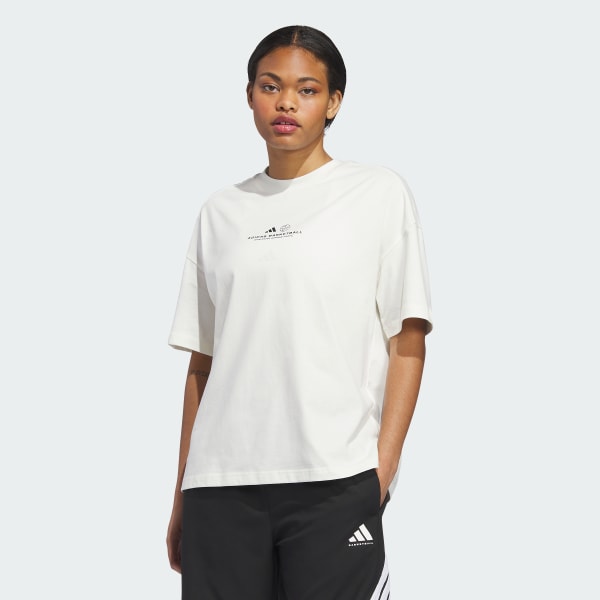 White ADIDAS WORLD WIDE HOOPS GRAPHIC TEE
