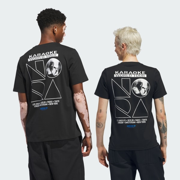 Negro Playera Nora Manga Corta Estampada (Unisex)