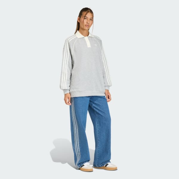 Grey 아디다스 오리지널스 부클레 오버사이즈 폴로 크루